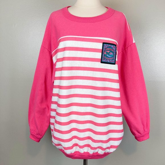 Carlton Tops - CARLTON - 22W - Retro Pink "Old Country Roses" Sweater